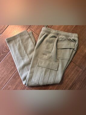 Aritzia Sweatfleece Mega Cargo Straight Leg (Sage Green) 2XS